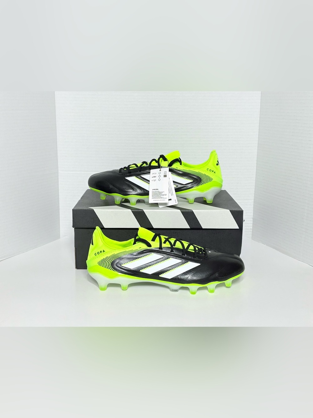 Adidas Copa Pure 3 III Elite FG Leather Soccer Cleats JH6304 Black Lucid lemon